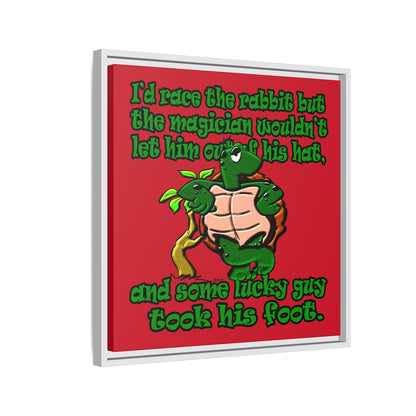 turtle race - framed canvas art (dark red)