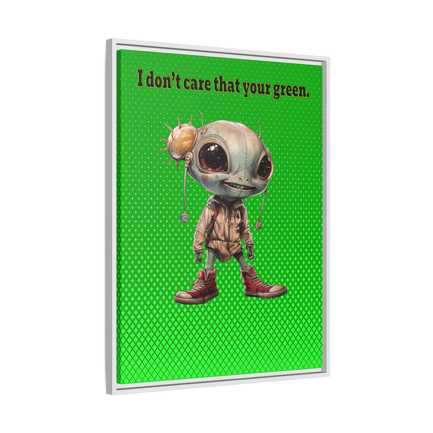 I don't care that your green - framed canvas art (logo green)