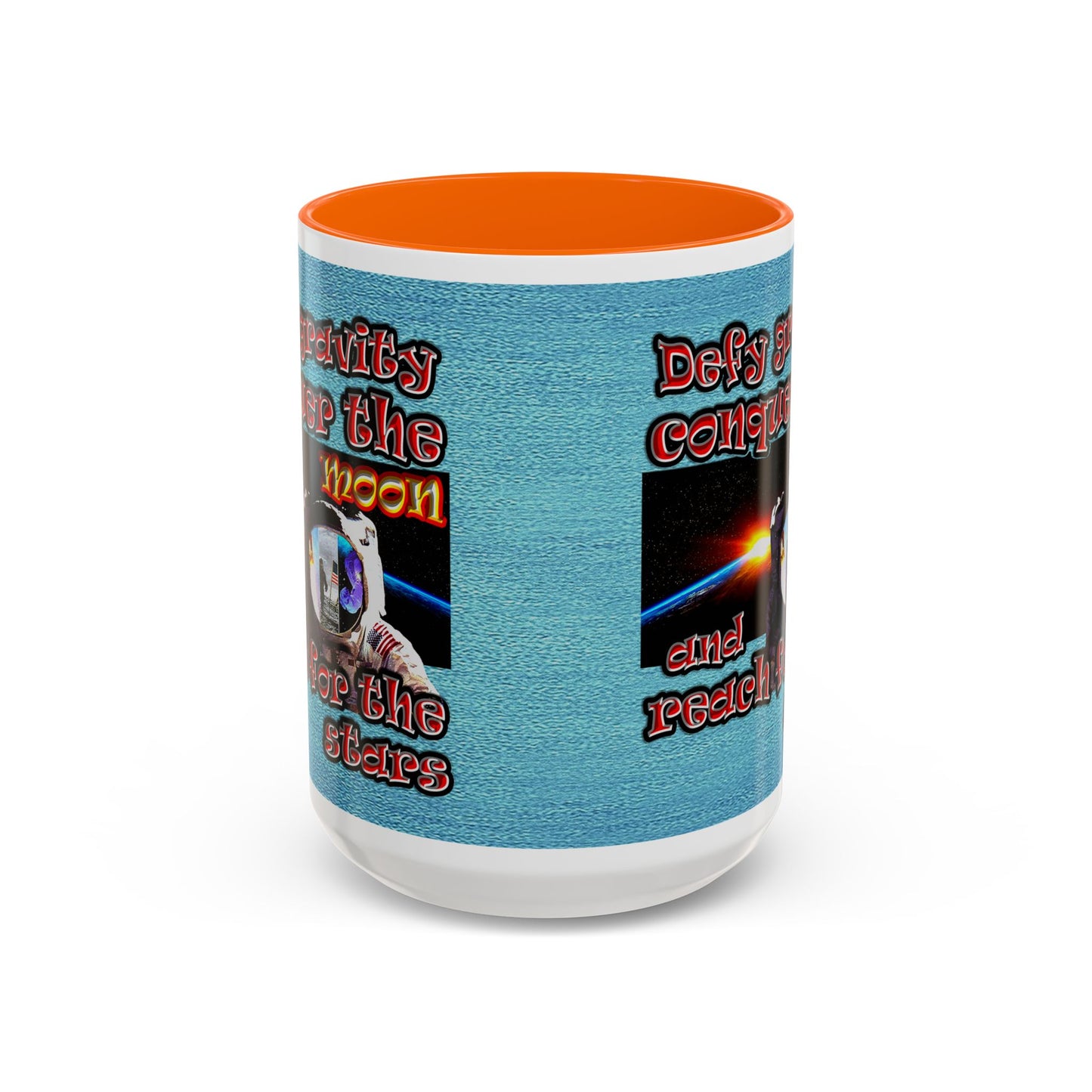 defy conquer reach - Accent Mug (faded blue)