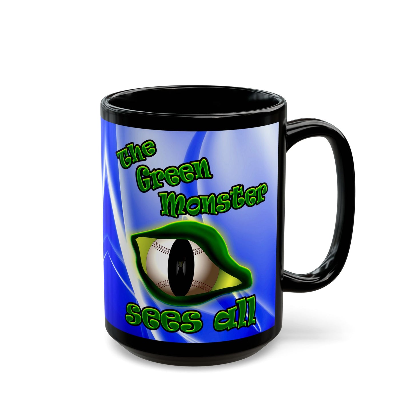 green monster - Black Mug (blue-white wave)