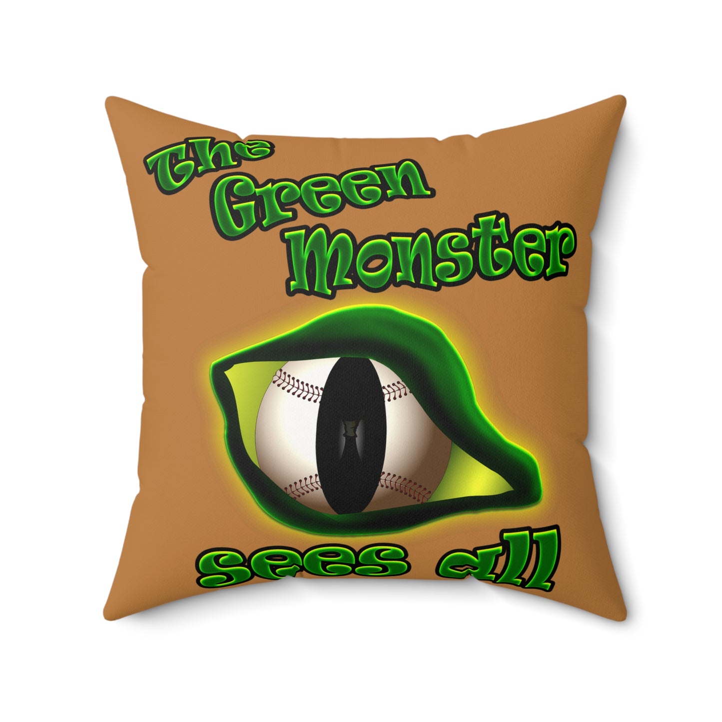 green monster - Faux Suede Square Pillow - (light brown)