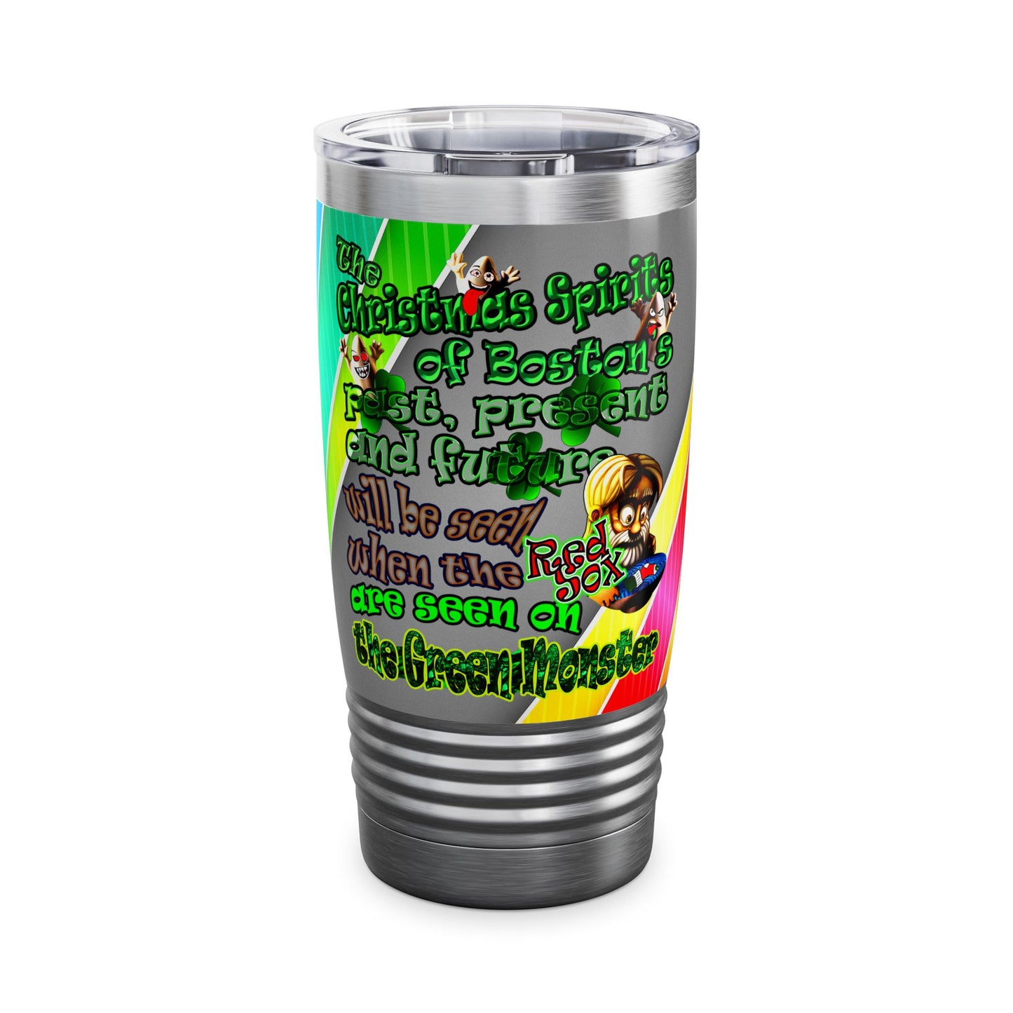 christmas spirits of boston - Ringneck Tumbler, 20oz (rainbow split)