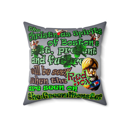 christmas spirits of boston - Spun Polyester Square Pillow - (brushed nickel)
