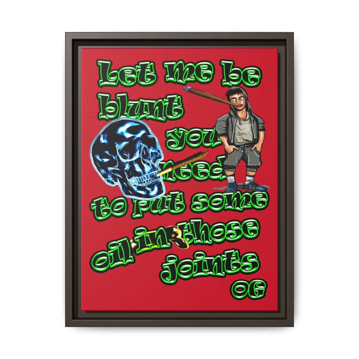 og - framed canvas art (dark red)