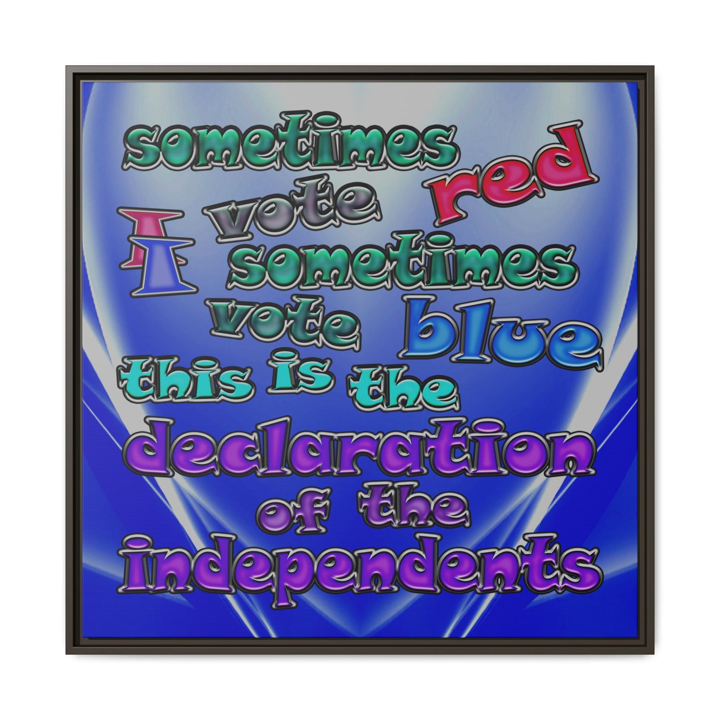 declaration of the independents - framed canvas art (blue-white wave)