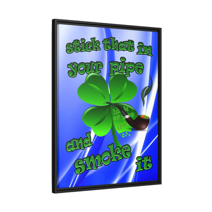stick that in your pipe and smoke it - framed canvas art (blue-white wave)