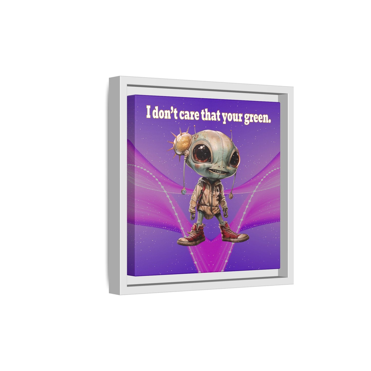 I don't care that your green - framed canvas art (purple-pink wave)
