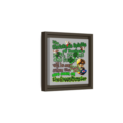christmas spirits of boston - framed canvas art (light grey)