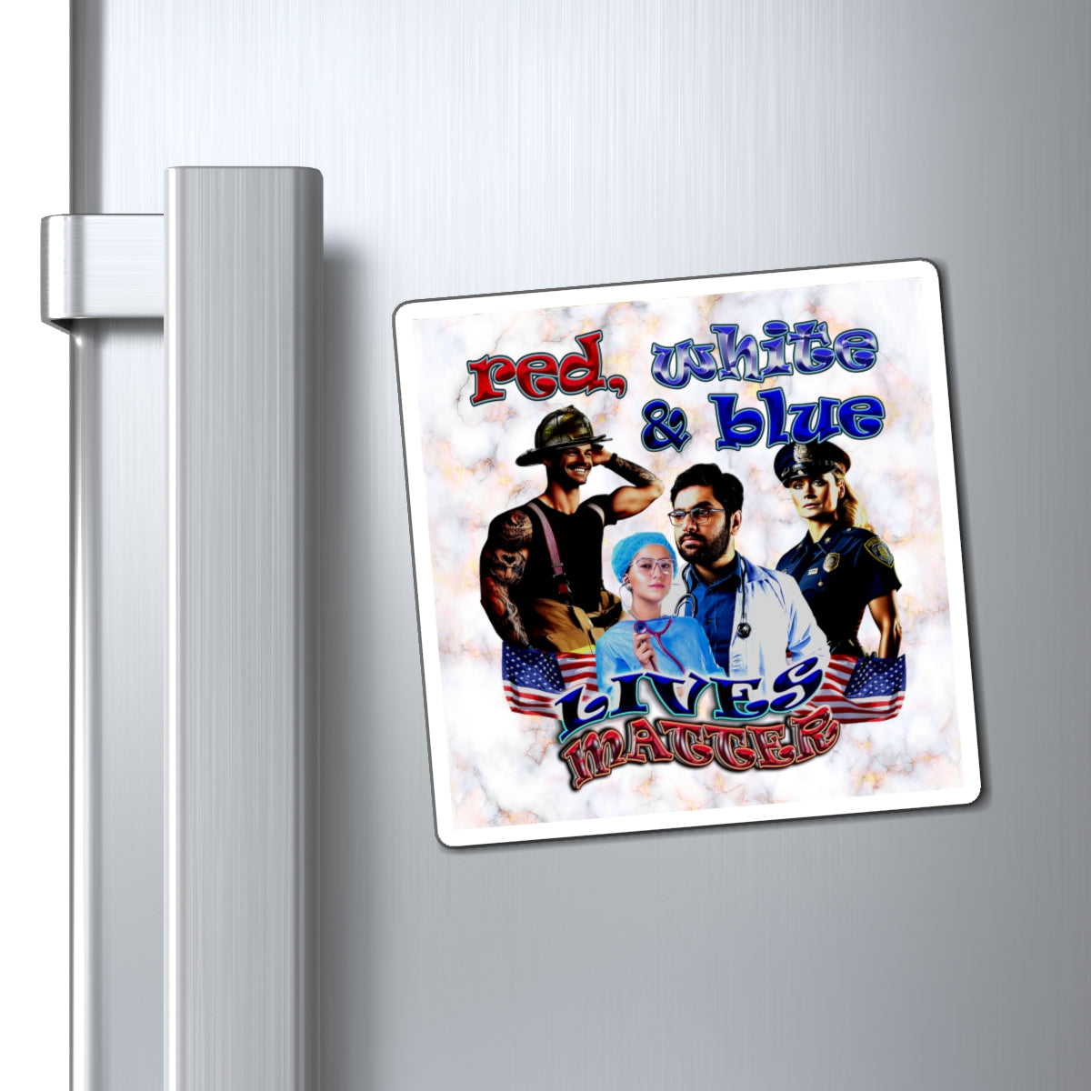 rw&b lives matter - Magnets - (white marble)