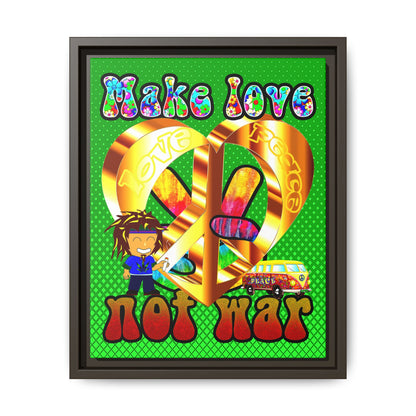love peace - framed canvas art (logo green)