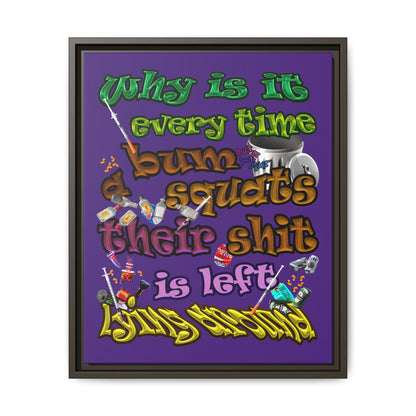 the bum's shit - framed canvas art (purple)