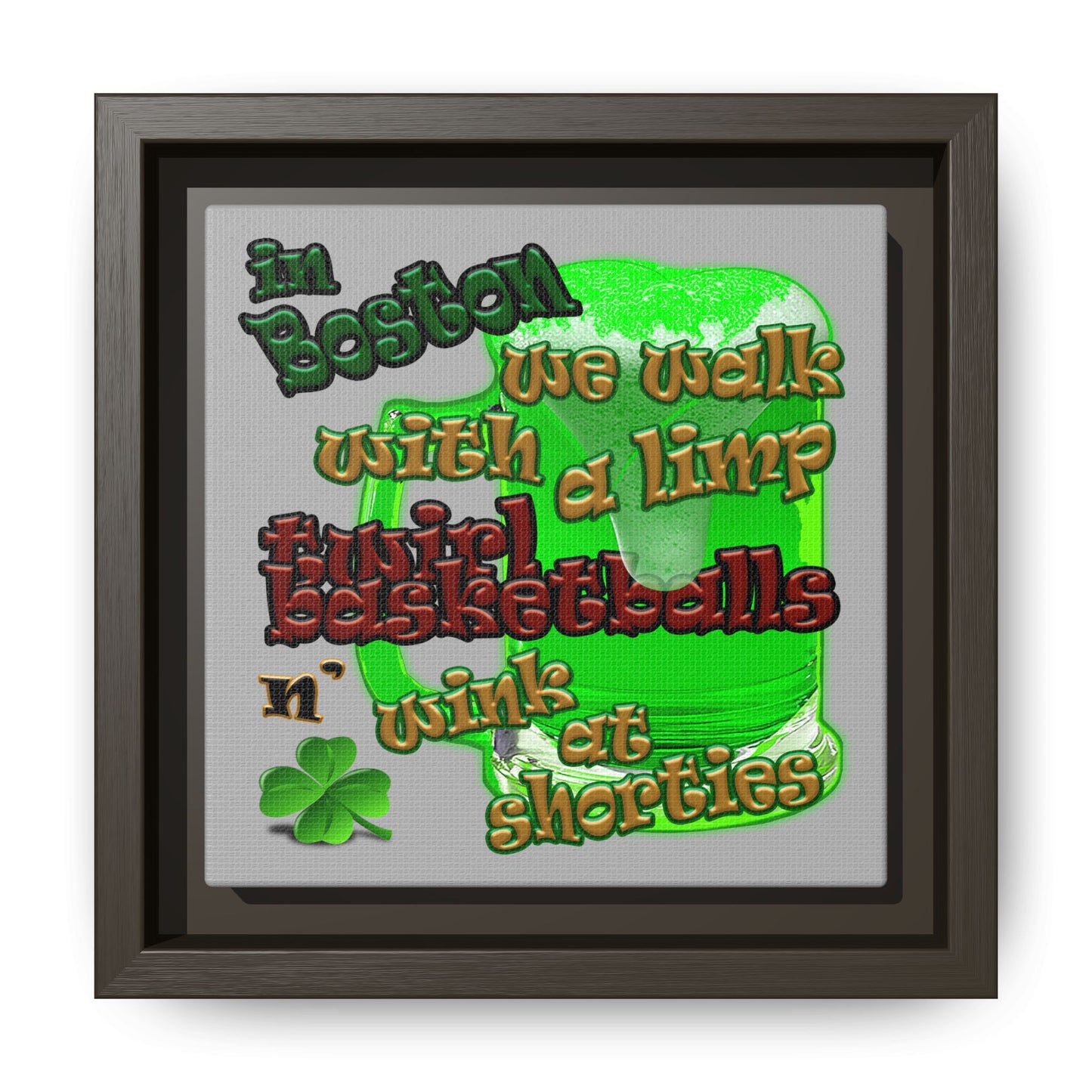 celtics logo - framed canvas art (light grey)