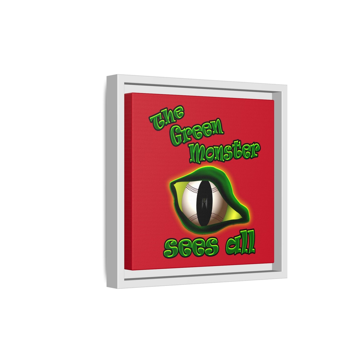 green monster - framed canvas art (dark red)