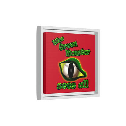 green monster - framed canvas art (dark red)