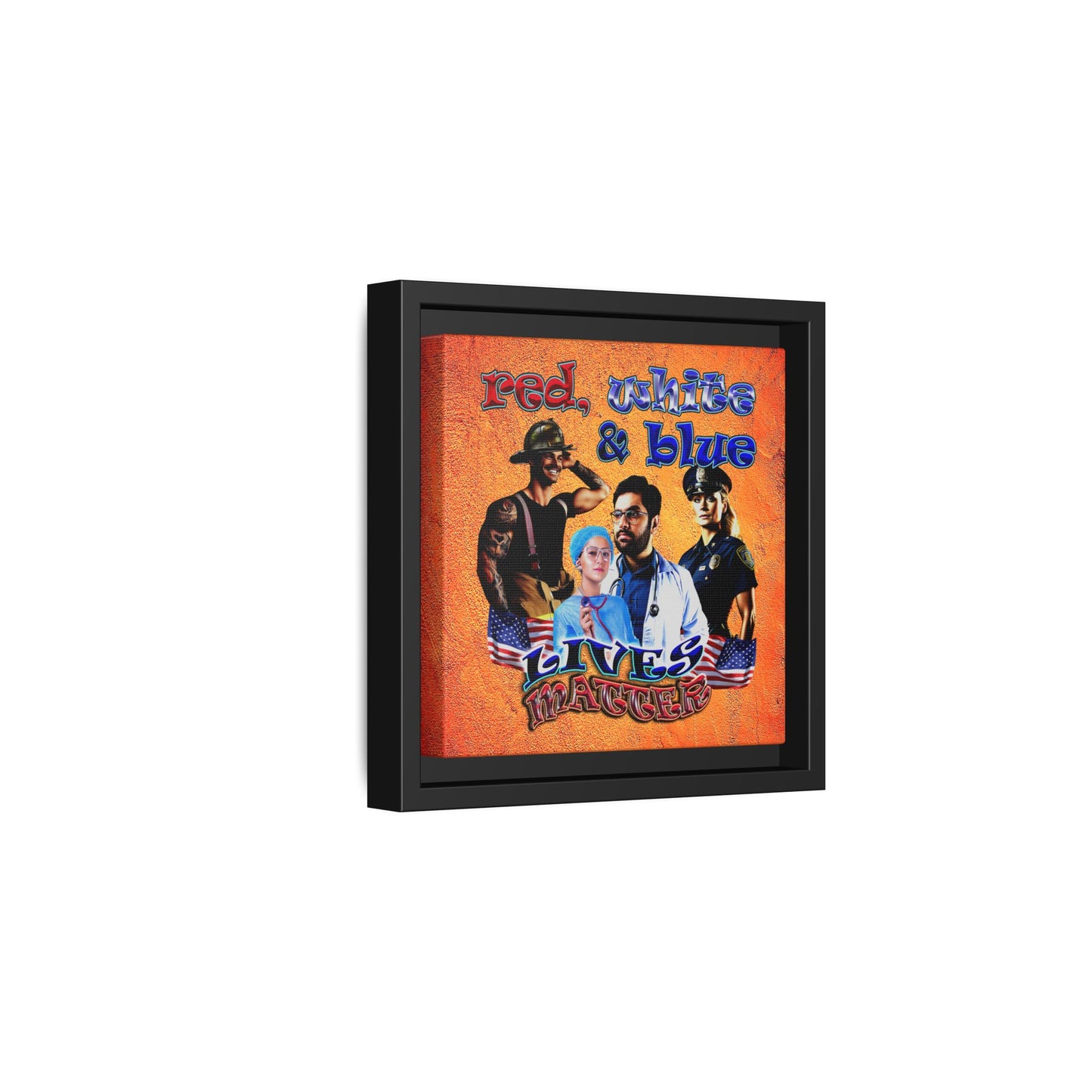 rw&b lives matter - framed canvas art (burnt orange)
