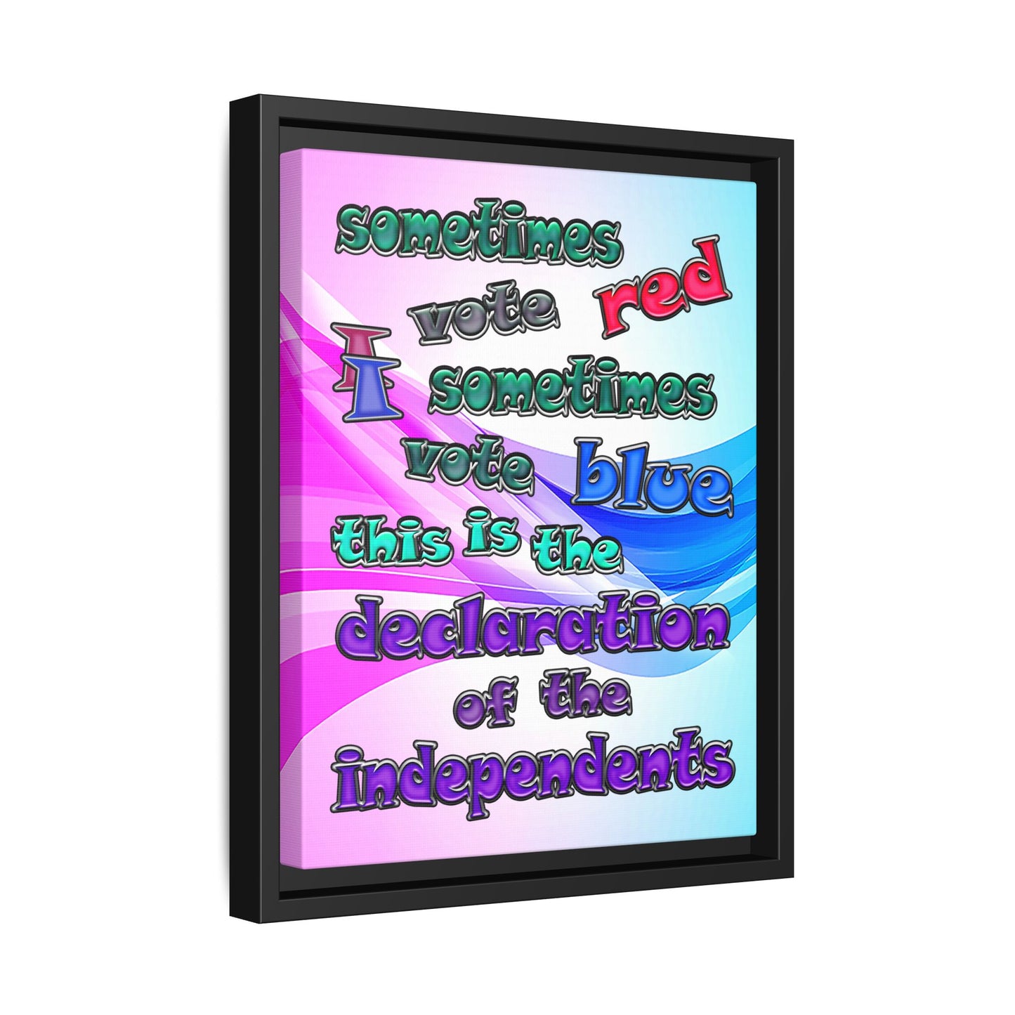 declaration of the independents - framed canvas art (light blue-pink wave)