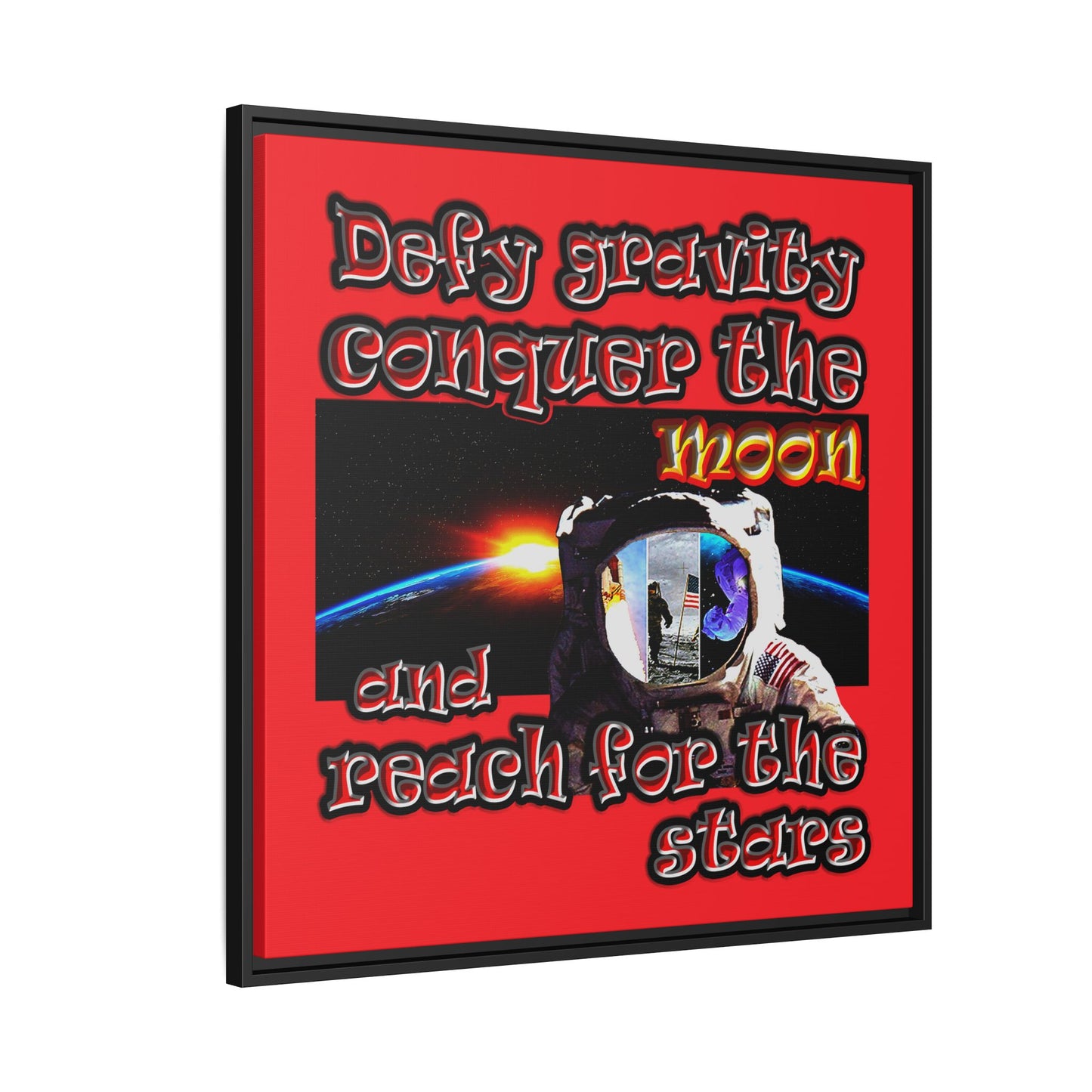 defy conquer reach - framed canvas art (red)