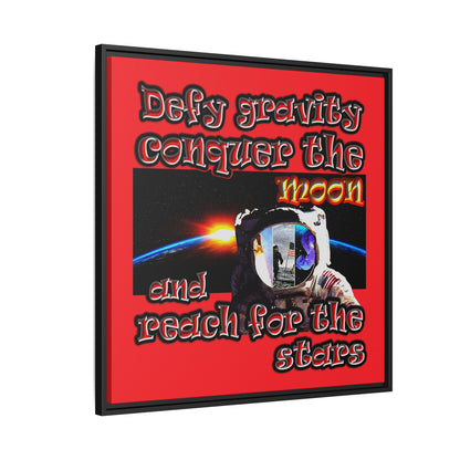 defy conquer reach - framed canvas art (red)