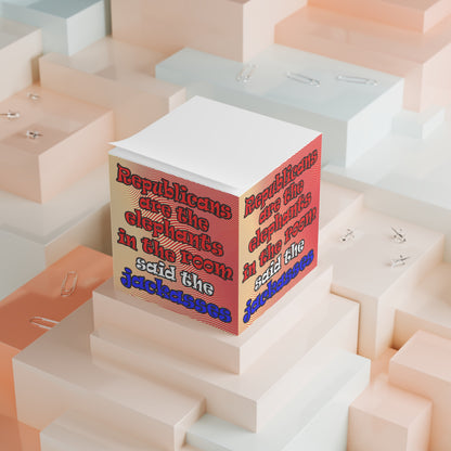 donkeys and elephants - note cube (yellow-orange wave)