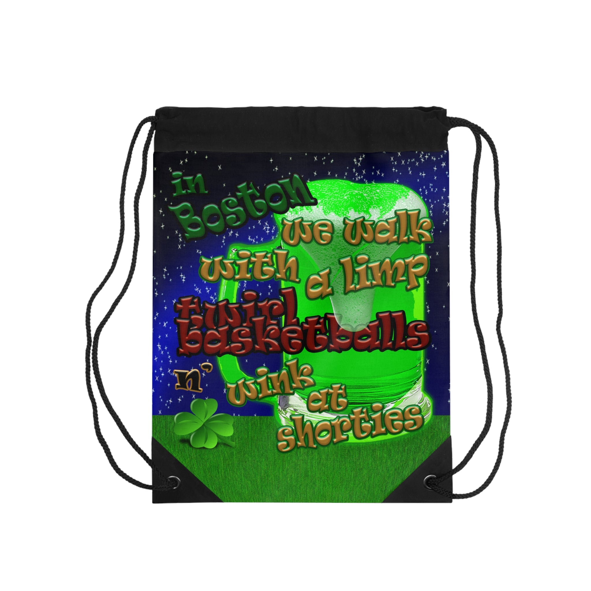 celtics logo - Drawstring Bag ('snoops' background)