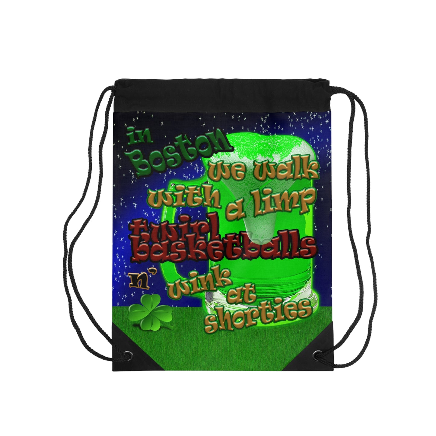 celtics logo - Drawstring Bag ('snoops' background)