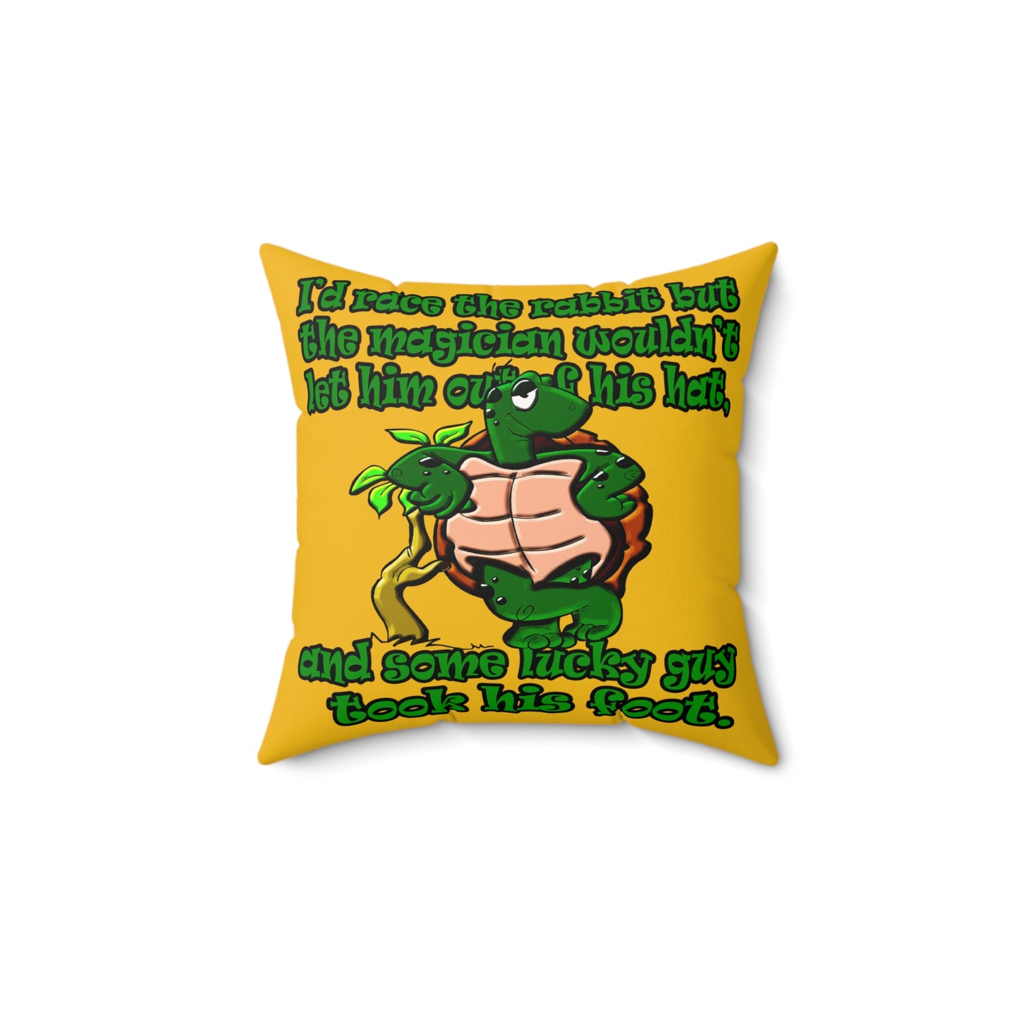 turtle race - Faux Suede Square Pillow - (yellow)