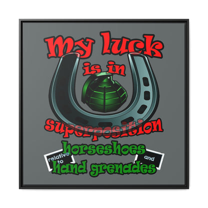 my luck - framed canvas art (dark grey)