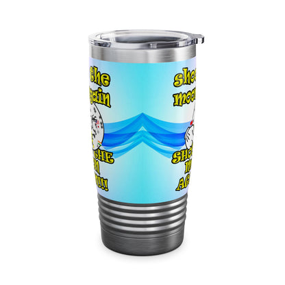 shoot the moon again - Ringneck Tumbler, 20oz (light blue-pink wave)