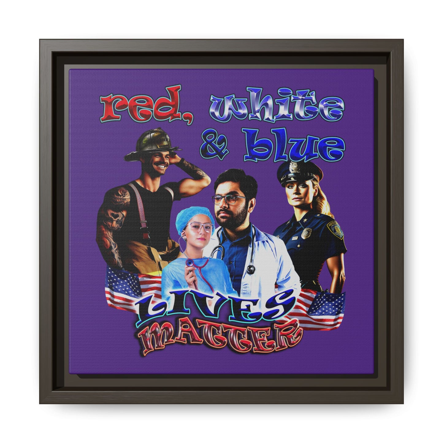 rw&b lives matter - framed canvas art (purple)