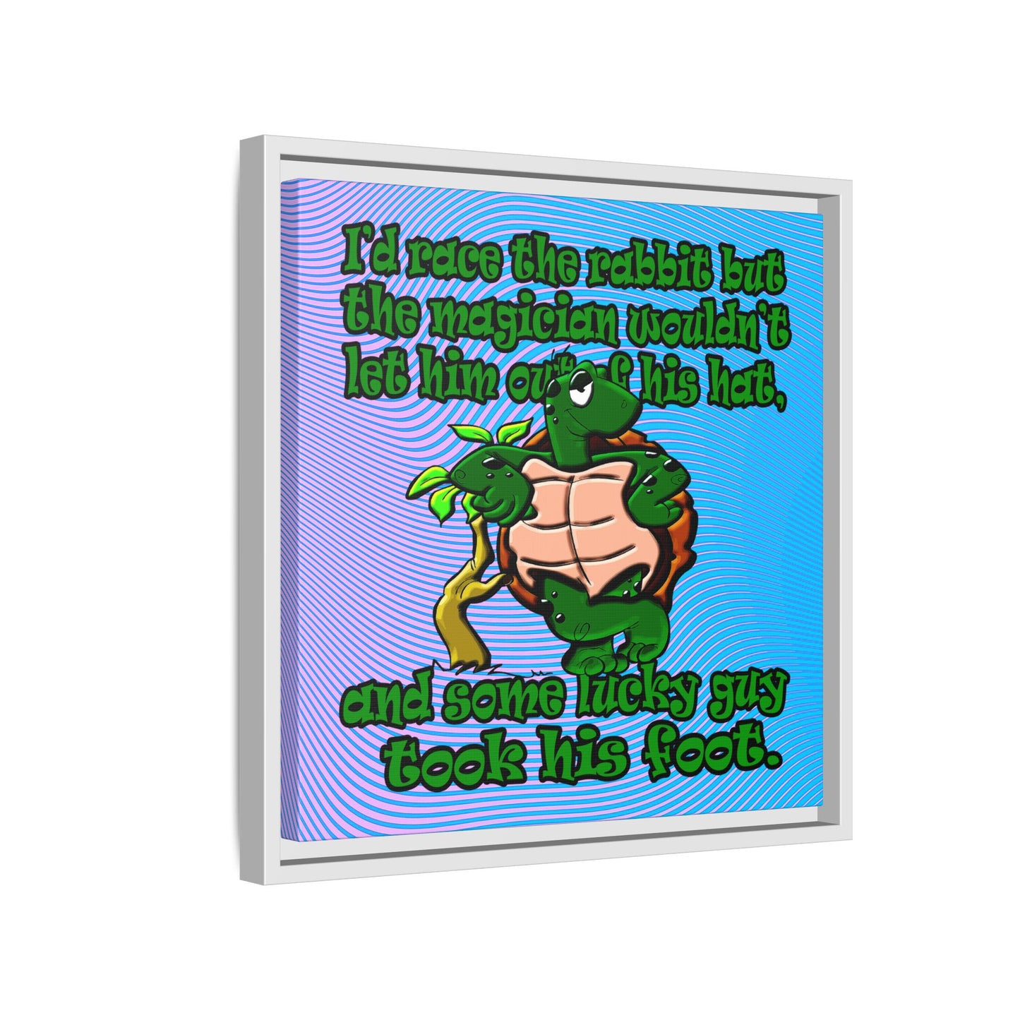 turtle race - framed canvas art (light blue-purple wave)
