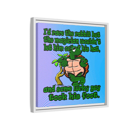 turtle race - framed canvas art (light blue-purple wave)
