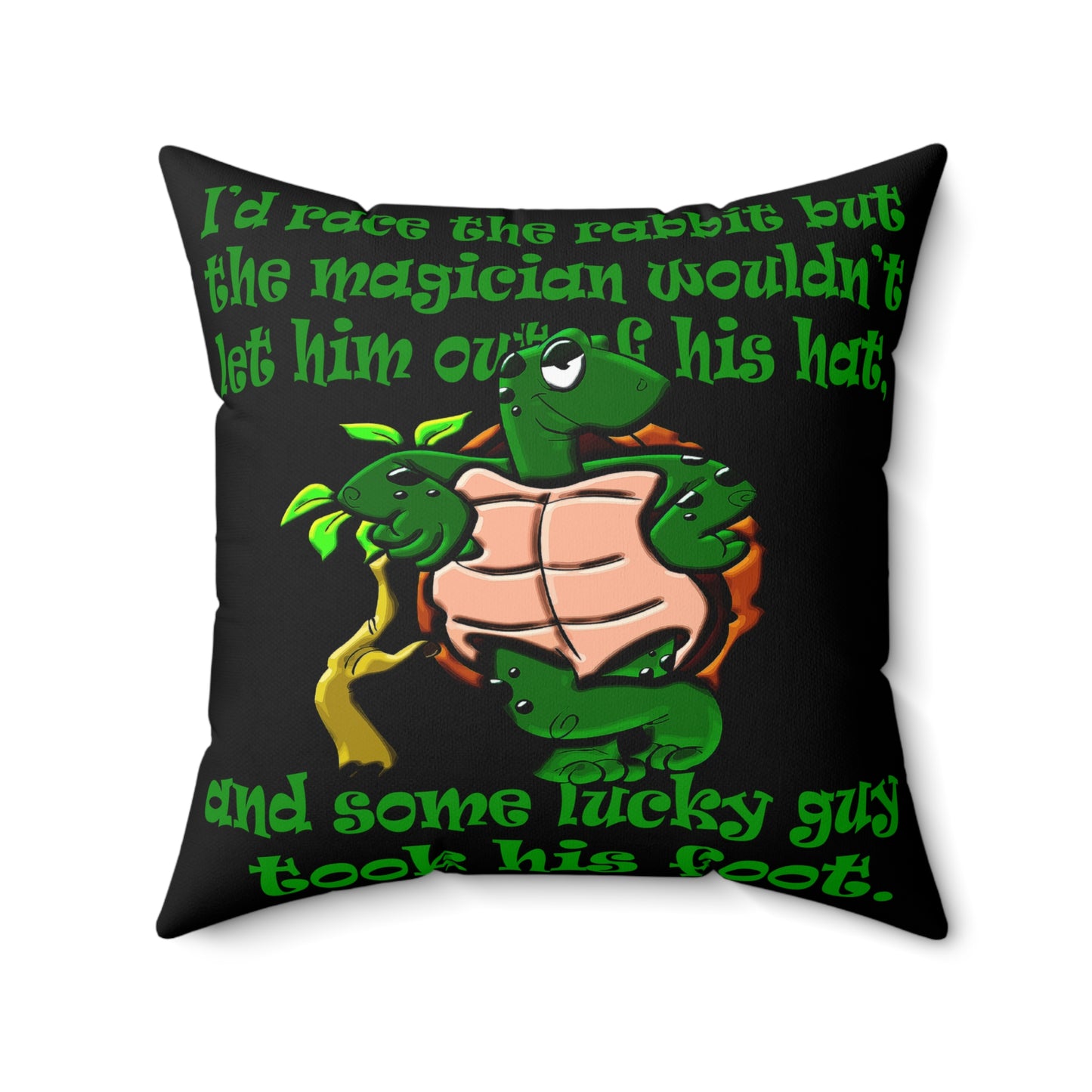 turtle race - Spun Polyester Square Pillow - (black)