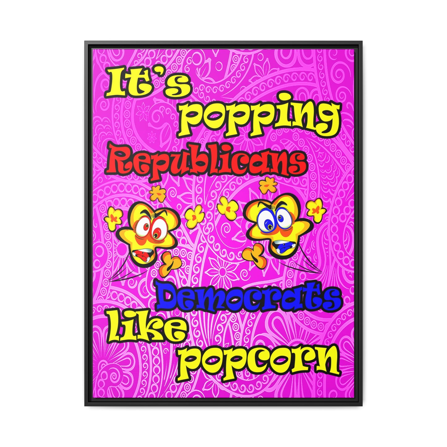 popping like popcorn - framed canvas art (pink swirl)