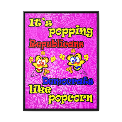 popping like popcorn - framed canvas art (pink swirl)