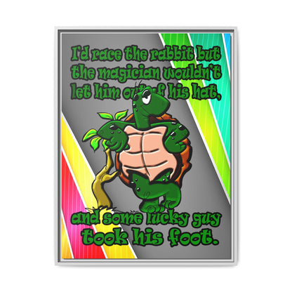 turtle race - framed canvas art (rainbow split)