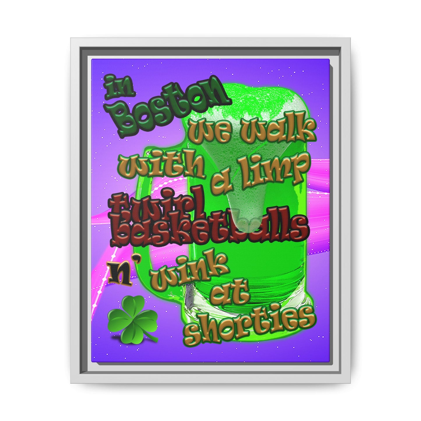 celtics logo - framed canvas art (purple-pink wave)
