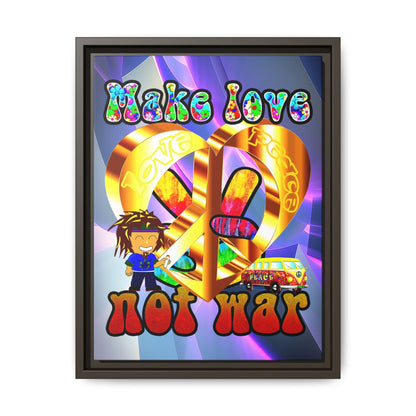 love peace - framed canvas art (grey-pink wave)
