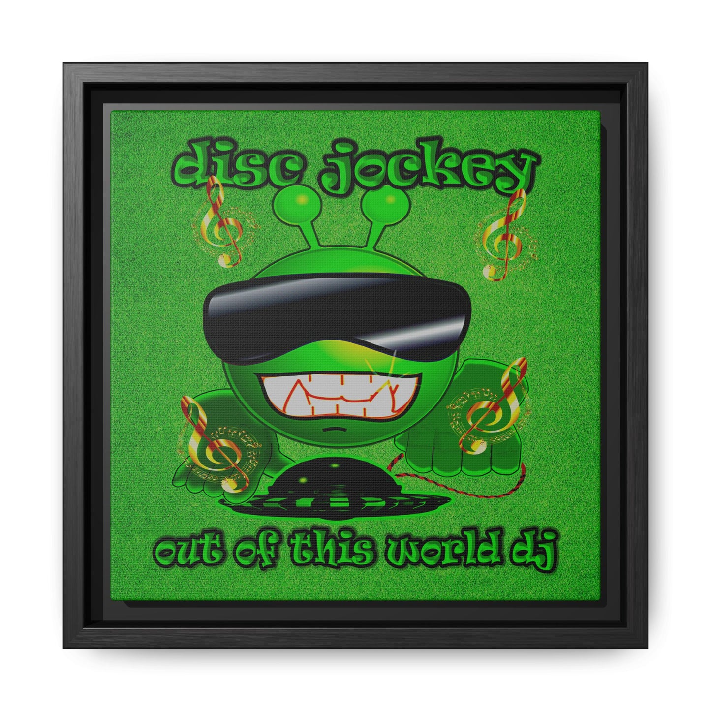 disc jockey - framed canvas art (green turf)