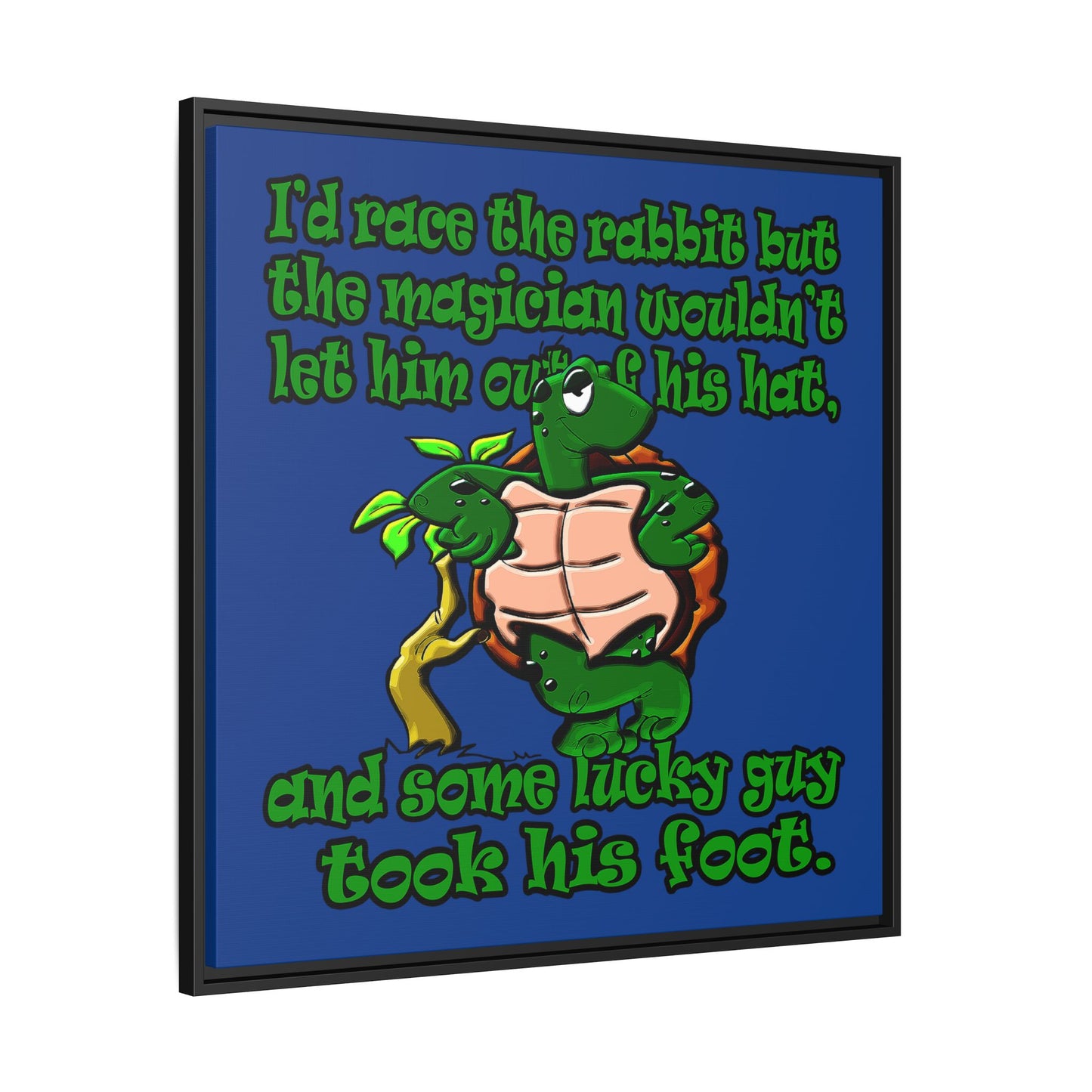 turtle race - framed canvas art (dark blue)