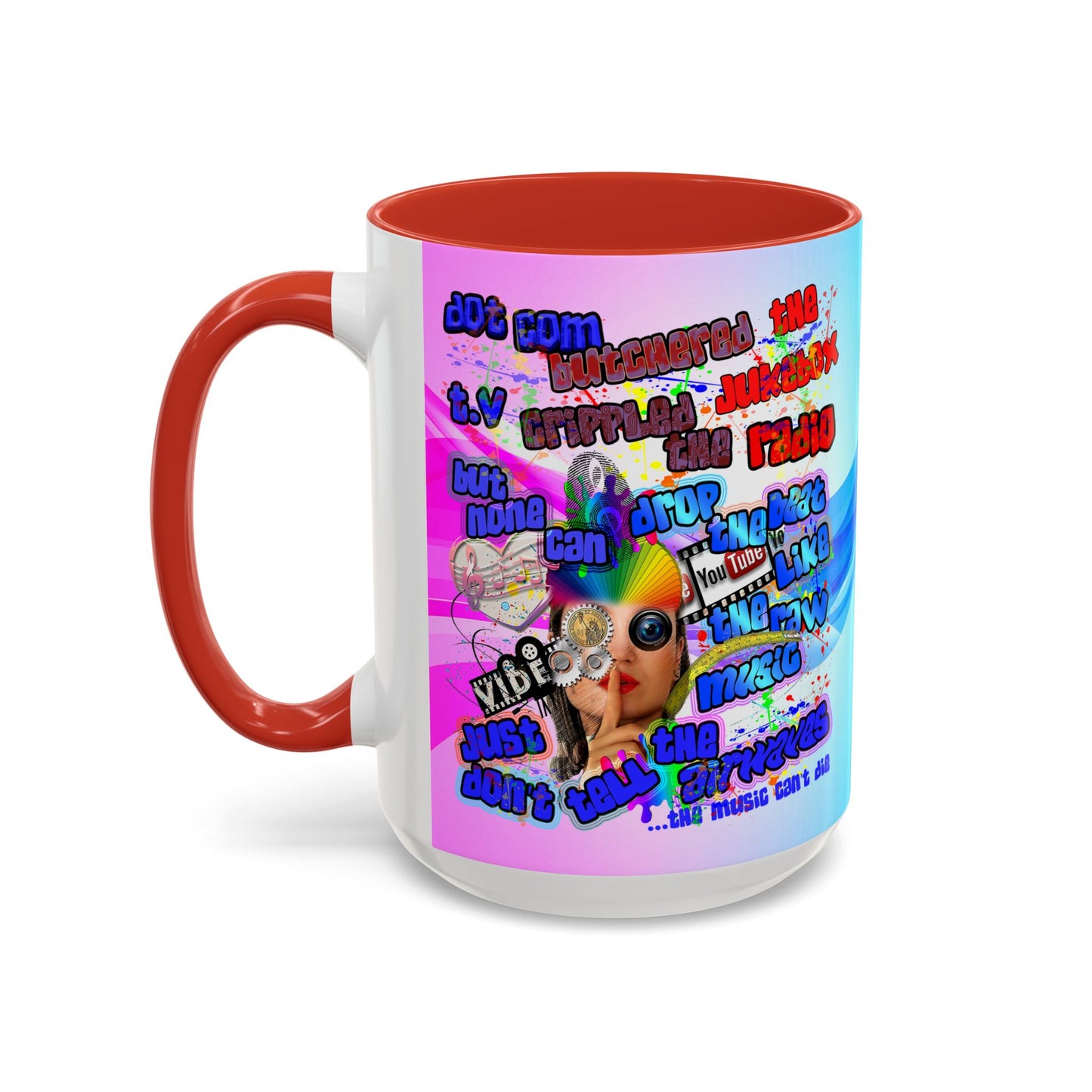 drop the beat - Accent Mug (light blue-pink wave)