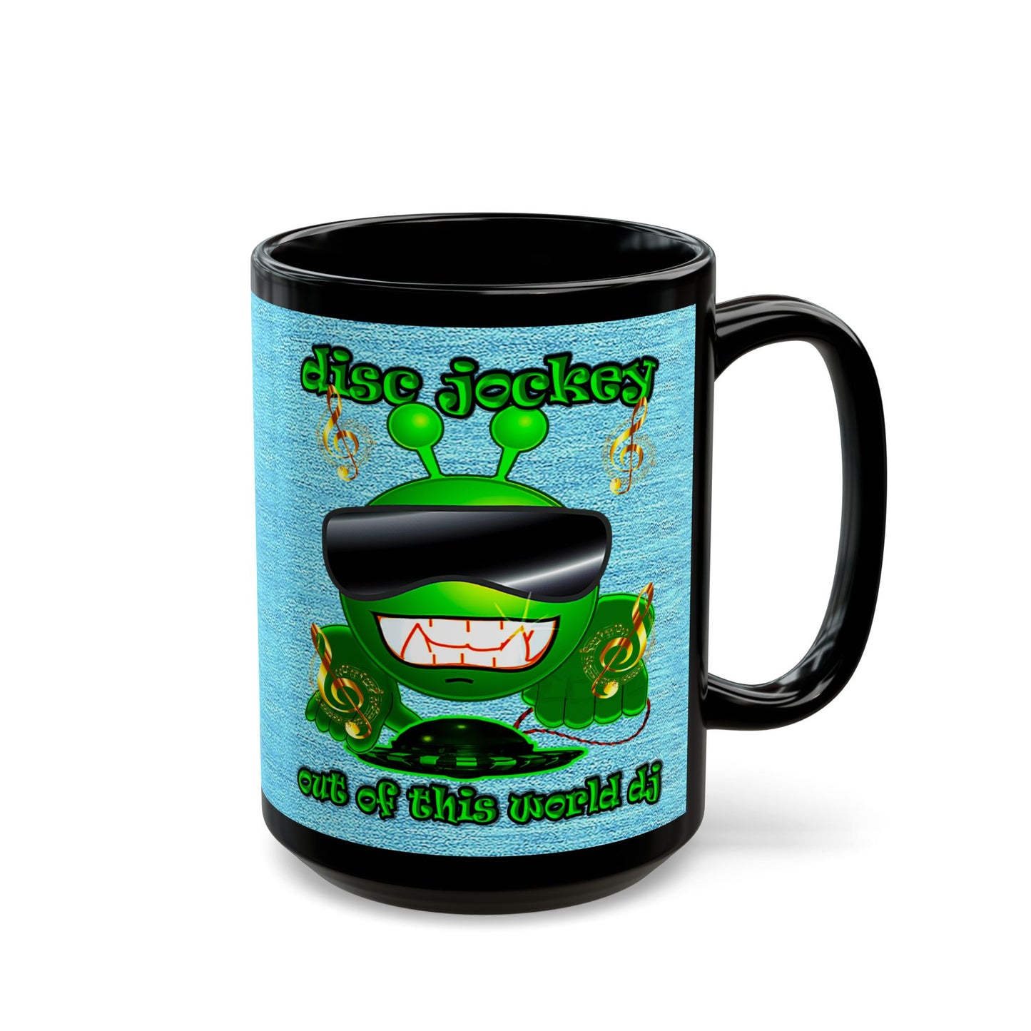 disc jockey - Black Mug (faded dark blue)