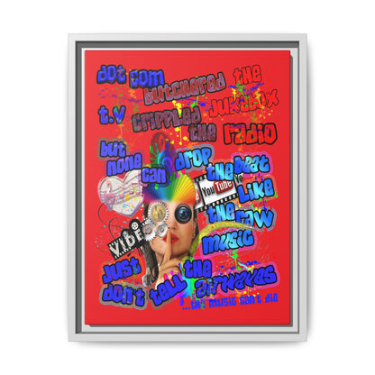 drop the beat - framed canvas art (red)