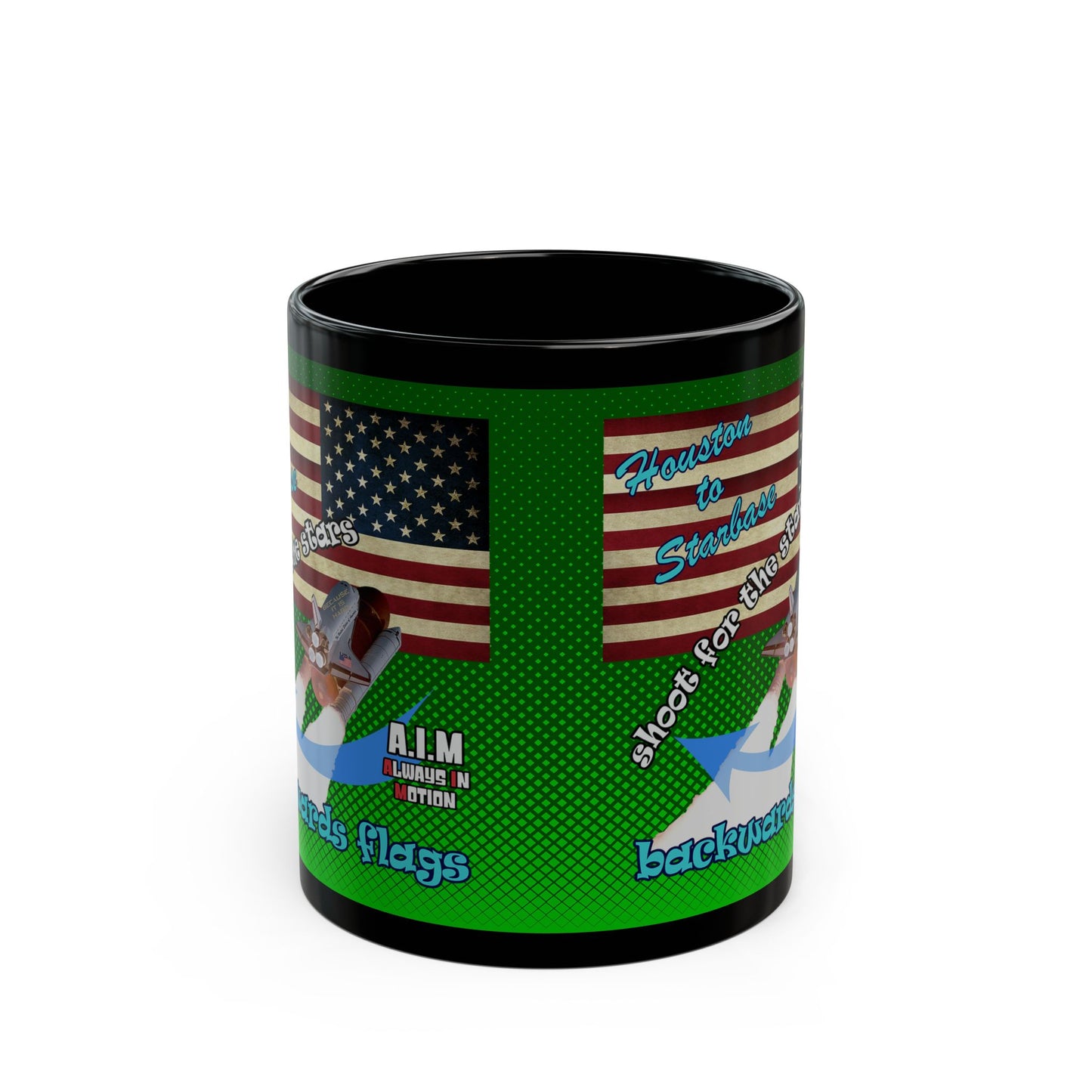shoot for the stars - Black Mug (logo green)