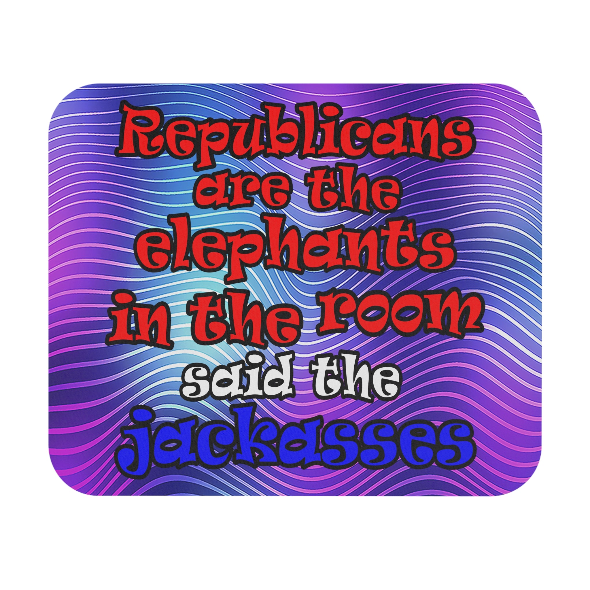 donkeys and elephants - Mouse Pad (Rectangle) (purple wave)