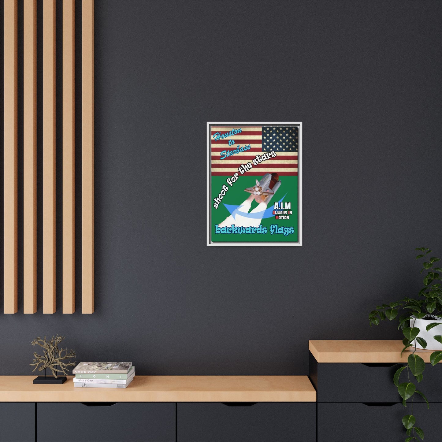 shoot for the stars - framed canvas art (dark green)