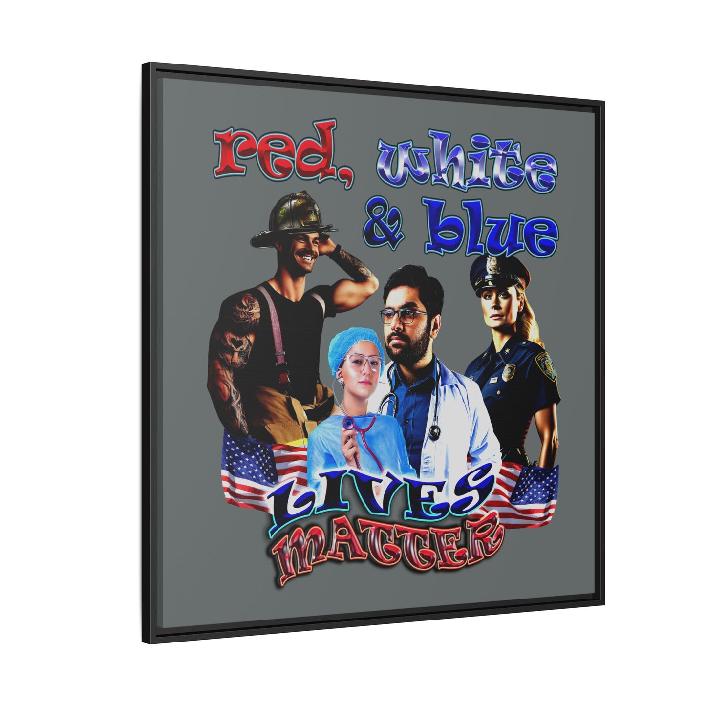 rw&b lives matter - framed canvas art (dark grey)