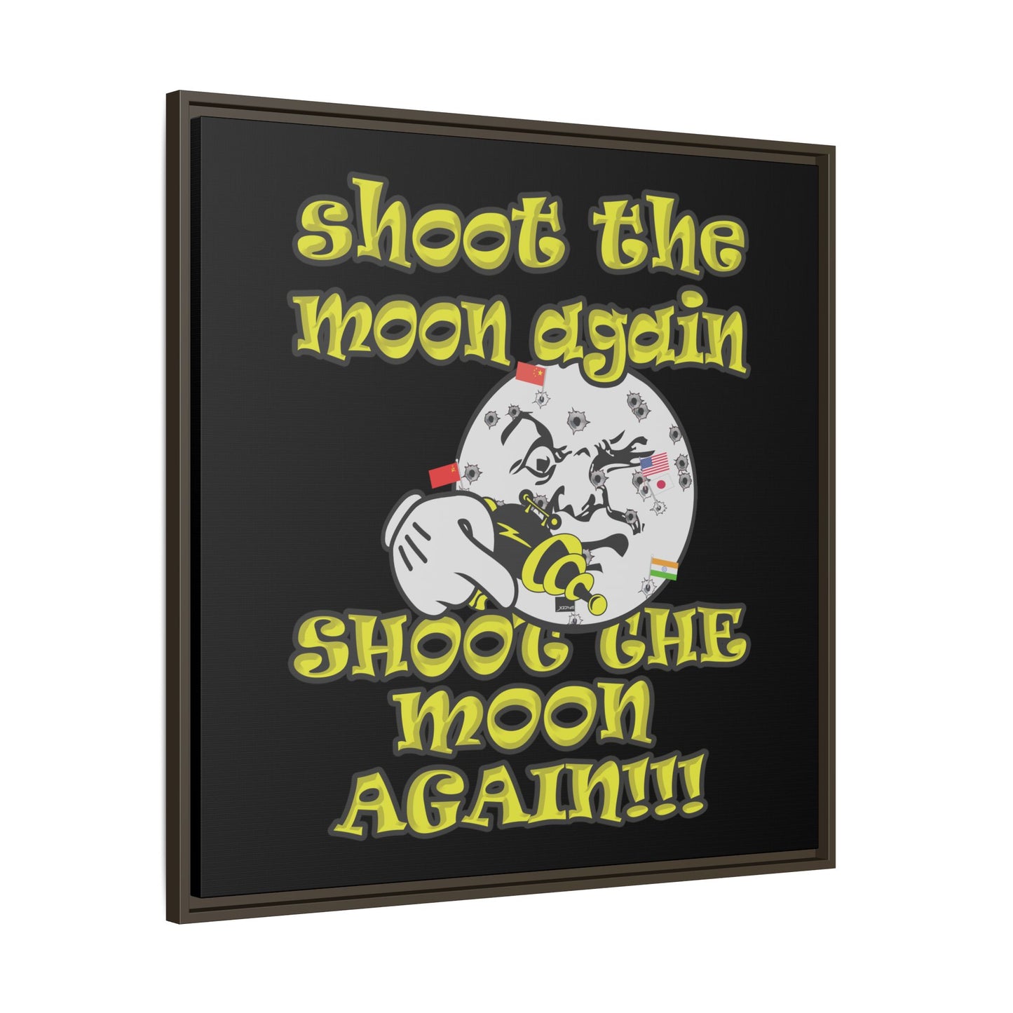 shoot the moon again - framed canvas art (black)