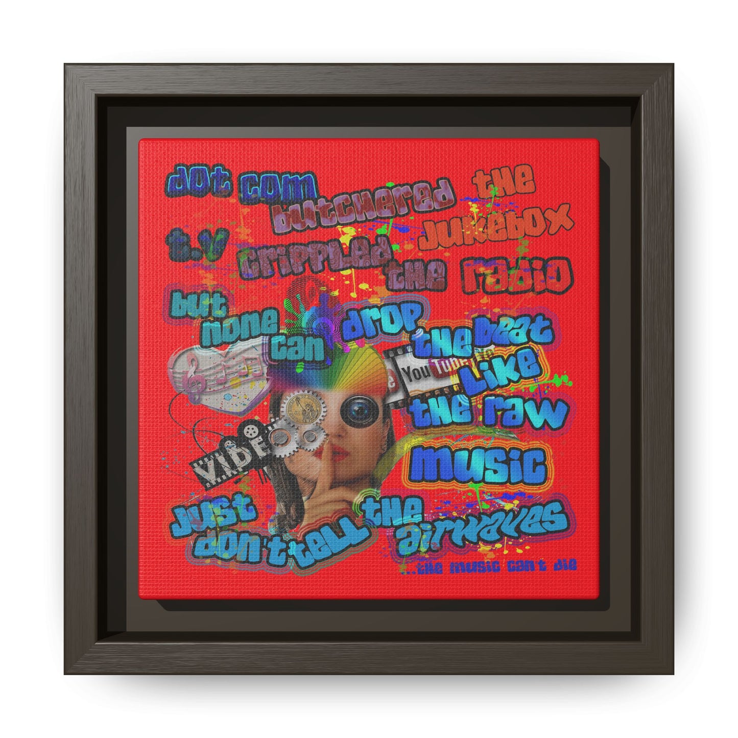 drop the beat - framed canvas art (red)