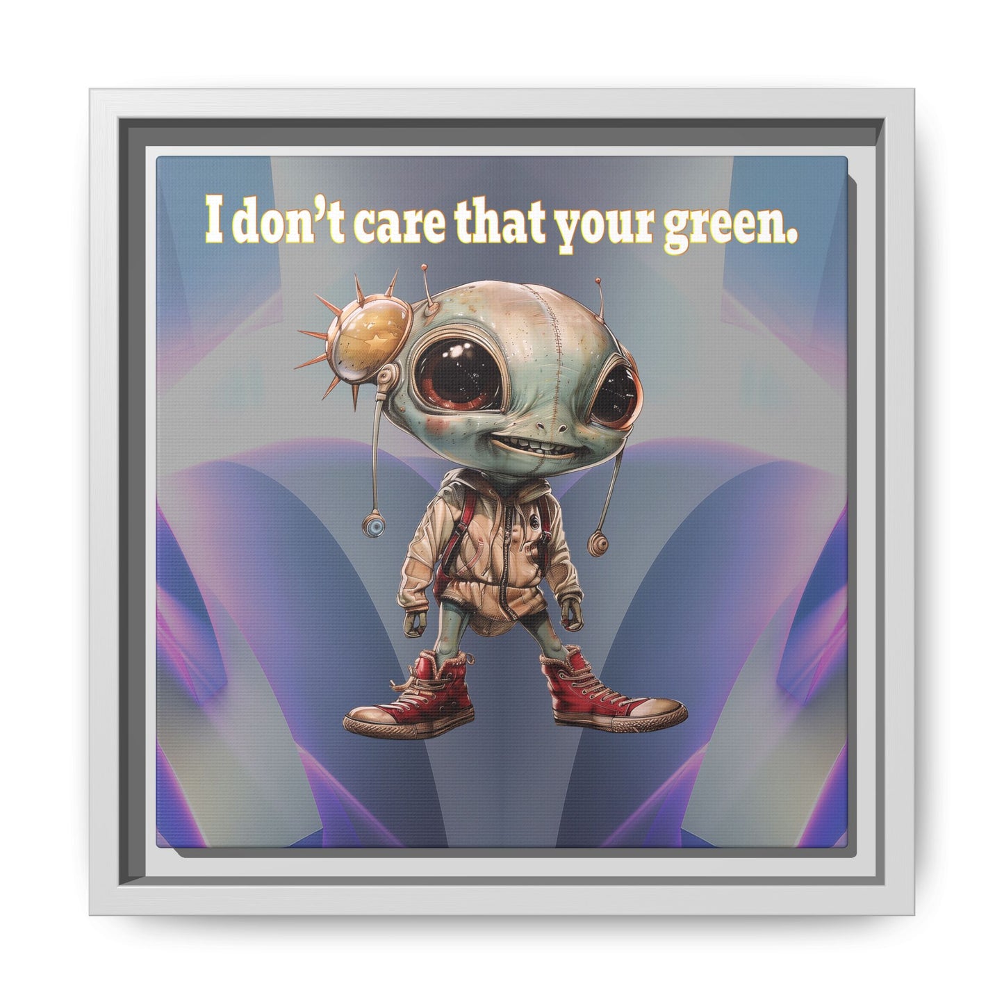 I don't care that your green - framed canvas art (grey-pink wave)