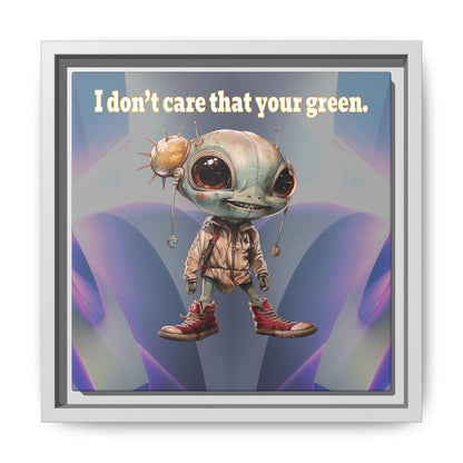 I don't care that your green - framed canvas art (grey-pink wave)
